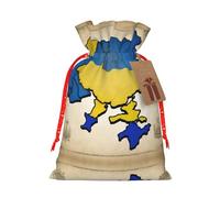 Ukraine Topographic Map Print Christmas Burlap Gift Bag With Drawstring, Present Small Favor Pouch For Birthday Parties-S Size