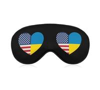 Ukraine U.S. Heart Flag Fashion Eye Mask Printed Sleep Masks Soft Unisex Blackout Covering with Adjustable Strap
