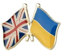 Ukraine Ukrainian and Union Jack United Kingdom National Flag Friendship Lapel Diplomat Metal Enamel Pin Badge - 2.4cm x 1.9cm - Hard Enamel Double Flag Design