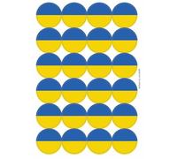 Ukraine Ukrainian National Flag Circular Matt Paper Stickers A4 Sheet of 24 (Each Sticker is 45mm Diameter)