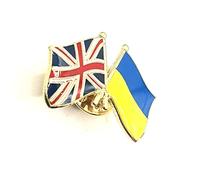 Ukraine United Kingdom UK Union Jack Friendship Metal Country Flags Pin Badge