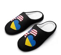 Ukraine US Flag Mens House Slippers Cotton Home Shoes 10