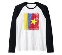 Ukraine Vietnam Half Flag Ukrainian Vietnamese History Raglan Baseball Tee