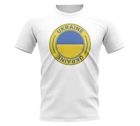 Ukraine Women's Personalised Football Badge T-Shirt in White | Size: Medium Ukraine White M