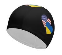 Ukrainian American Heart Flag Durable Swim Cap Unisex Non-Slip Pool Swimming Hat for Long and Short Hair