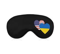 Ukrainian American Heart Flag Sleep Eye Mask Soft Eye Covers Blocking Lights Blindfold with Adjustable Strap for Travel Nap