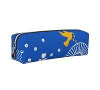 Ukrainian Dove Of Peace Minimalist Leather Zip Pencil Case - Premium Cross-Grain Pvc Leather Organizer For Pens, Art Supplies & Daily Essentials - Compact, Stylish & Durable School/Office/Travel Pouch