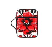 Ukrainian Embroidery Style Rose Bible Cover with Zipper, Bible Case Organizer with Handle, Water-Resistant Oxford Fabric Bible Bag for Women Men 27x20cm