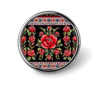 Ukrainian Embroidery Style Rose Lapel Pin for Men Blue Nerve Cell Fashion Brooch Pin -Cute Enamel Badges, Aluminum Alloy Metal Pinback for Hats, Shirts, Bags, Jackets & Accessories (1 Inch Round Butto