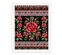 Ukrainian Embroidery Style Rose Paint by Numbers Kits for Adults DIY Beginners Paint by Number Kits on Canvas Digital Oil Number Painting, Easy Canvas Art Print Kit for Home Decor Gift 40x30cm