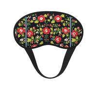 Ukrainian Embroidery Style Rose Print Blackout Sleep Mask, with Adjustable Strap for Travel, Night Work, Nap, Office