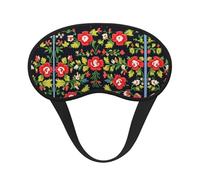 Ukrainian Embroidery Style Rose Print Blackout Sleep Mask, with Adjustable Strap for Travel, Night Work, Nap, Office