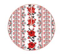 Ukrainian Embroidery Style Rose Print Christmas Tree Skirt,New Year Winter Christmas Tree Decoration,Suitable For Family Parties