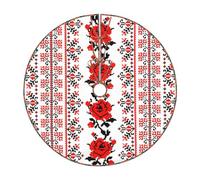 Ukrainian Embroidery Style Rose Print Christmas Tree Skirt,New Year Winter Christmas Tree Decoration,Suitable For Family Parties
