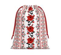 Ukrainian Embroidery Style Rose Print Drawstring Gift Bag Durable And Versatile, Perfect For Festive Occasions