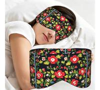 Ukrainian Embroidery Style Rose Print Sleep Mask,Coverage Eye Mask,Soft Breathable Blindfold for Travel Nap Work