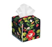 Ukrainian Embroidery Style Rose Print Square Tissue Box Cover,Tissue Box Cover For Bathroom, Bedroom Night Stands, Countertop, Living Room, Car