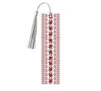 Ukrainian Embroidery Style Rose Print Wood Bookmark for Men Women,Wooden Bookmarks with Tassels, Ideal Bookmark Gifts for Book Lovers
