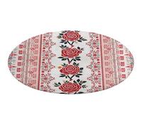 Ukrainian Embroidery Style Rose Round Area Rug Non Slip Backing Doormat Water Absorbent Plush Throw Low-Pile Non-Slip Floor Mat Carpet for Living Room Bedroom Entryway Nursery Room 80 * 80cm