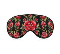Ukrainian Embroidery Style Rose Sleep Mask Light Blocking Eye Cover Polyester Eye Mask with Elastic Strap Blindfold for Side Sleeper Sleeping Masks Face Hugging for Women Men Travel