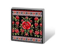 Ukrainian Embroidery Style Rose Square Lapel Pins Backpack Pin Cute Brooch Decoration Brooches for Women Men Fashion Button Badges for Hat Backpacks Purses Jackets Shirt Suit