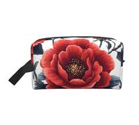 Ukrainian Embroidery Style Rose Water-Resistant Travel Toiletry Organizer Bag, Large Capacity Portable Cosmetic Storage for Gym/Daily Essentials