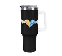 Ukrainian Flag Heart Large Capacity Car Cup 40 Oz Stainless Steel Insulated Travel Cup with Handle Straw