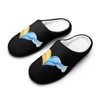Ukrainian Flag Heart Men's Cotton Slippers Soft Comfy Slip Indoor Outdoor Casual House Shoes for Winter 9-10（42-43）