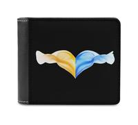 Ukrainian Flag Heart Men's Leather Wallet Casual Slim Bifold Wallet Minimalist Credit Card Holder with Money Clip