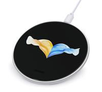 Ukrainian Flag Heart Wireless Charger Pad 10W Max Compatible with iPhone Portable Fast Charging Station