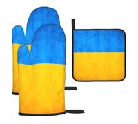 Ukrainian Flag Oven Mitts And Pot Holders Kitchen Oven Gloves For Cooking Baking Grilling