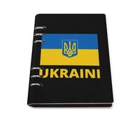 Ukrainian Flag Portable Refillable Notebook A5 Binder 6 Ring Planner Book Cover PU Leather Notebooks with 90 Sheets Paper