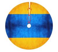 Ukrainian Flag Print Christmas Tree Skirt, Winter Xmas Tree Mat Decorations For Home Party Holiday Decorations