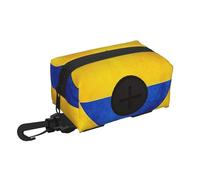 Ukrainian flag print Dog Poop Bag Holder Doggie Waste Bag Dispenser Small Doggy Zipper Pouch with Carabiner Clip