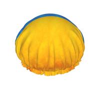 Ukrainian Flag Print Double Layer Reusable Shower Cap, Elastic Band Design, Fits Most Head Sizes