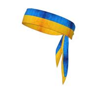Ukrainian Flag Print Head Tie Headbands Athletic Sweatbands for Men Women Head Tie Sport Bandana for Yoga Gym