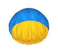 Ukrainian Flag Print Large Size Waterproof Shower Cap For Women And Men Reusable Lightweight Soft Hat