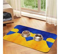 Ukrainian Flag Print Pet Food Mat Absorbent Non Slip PU Leather Feeding Mat for Dogs Cats Rubber Bottom