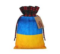 Ukrainian Flag Print Pouch Goody Christmas Drawstring Gift Bags Xmas Treats Bag Holiday Candy Wrapping Bags