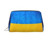 Ukrainian Flag Print Small Portable Makeup Bag for Women, with 3 Inner Pockets for Travel Daily Use