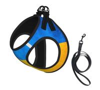Ukrainian Flag Print Soft Mesh Dog Harness and Leash Set Pet Puppy Cat Comfort Padded Vest No Pull Harnesses