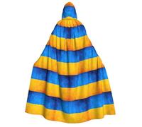 Ukrainian flag print Unisex Medieval Viking Hooded Cape Cloak for Halloween Cosplay, Christmas Party Costume Outfits