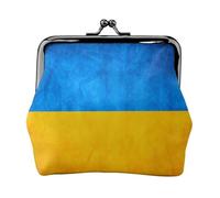 Ukrainian Flag Print Women's Microfiber Leather Kiss Lock Coin Purse, Mini Wallet for Cards and Lipstick