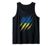 Ukrainian Flag Ripped Claw Marks Design Tank Top