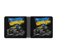 Ukrainian Flag Tractor Leather Wallets for Men Slim Bifold Wallet Credit Card Holder Front Pocket Wallets