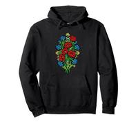 Ukrainian Folk Art Embroidery Flowers Poppy Cornflower Pullover Hoodie