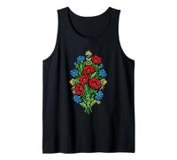 Ukrainian Folk Art Embroidery Flowers Poppy Cornflower Tank Top