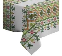 Ukrainian Folk Pattern Pattern - Rectangle Oblong Linen Tablecloth (140 x 200 cm) Washable Decorative Table Cloth