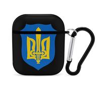 Ukrainian Nationalists Coat of Arms Funny Case Cover Compatible for AirPods 1 & 2 Earbuds Protective Hard Cover with Keychain