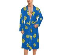 Ukrainian Nationalists Coat of Arms Mens Bathrobe Long Bath Robe Warm Spa Robe Nightgown Soft with Waist Belt